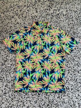 Chubbies The Ocean Flower Polo Shirt Short Sleeve Bright Floral Print Mens Small